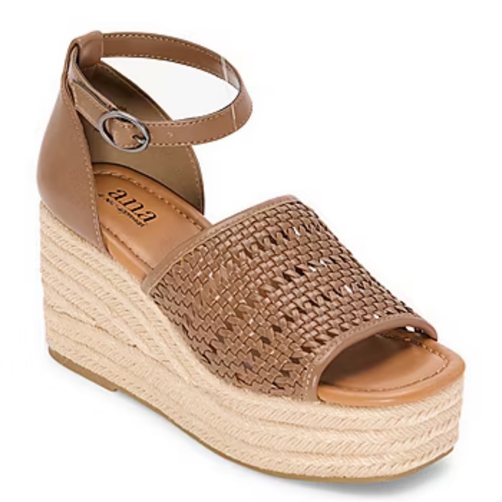 a.n.a Women’s Lisa Wedge Sandals – DK Taupe | Size 7M